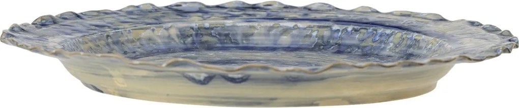 Platou de servire din ceramică albastră, cu finisaj artizanal, „Rowan", 27 x 2,5 cm