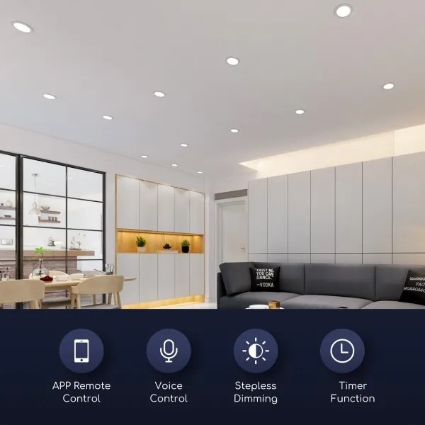 Corp de iluminat LED dimabil încastrat Aigostar 18W/230V d. 22 cm Wi-Fi