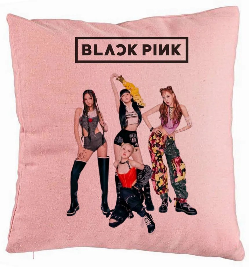 Perna Decorativa BlackPink, Model 3, 40x40 cm, Roz, Husa Detasabila, Burduf