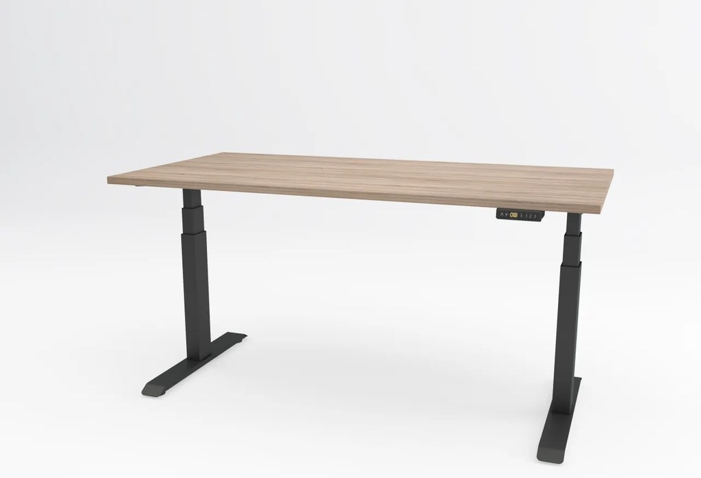 Birou reglabil pe inaltime TerrA7 BLACK- 2 motoare, profil dreptunghiular, Negru (Dimensiune blat: 137x67 cm, Culoare blat: Negru 25mm)