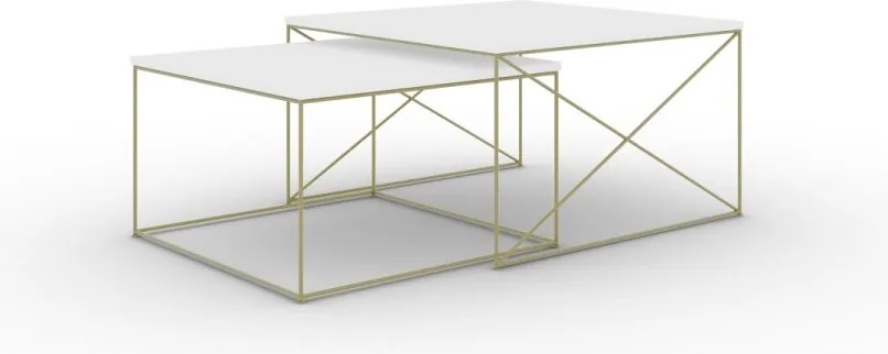 Set masute de cafea, Licco, ADRK Furniture (Culoare: Alb / Alb Lucios)