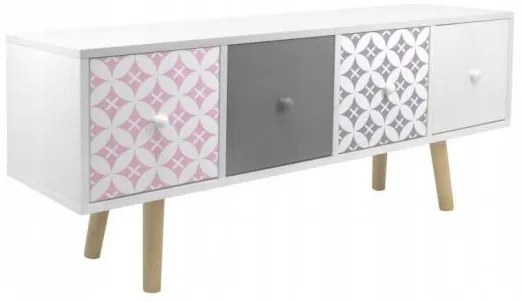 Comoda lemn, 4 sertare, model retro, 110.5x30x34.5 cm, Chomik