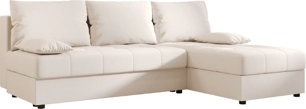Coltar extensibil de colt VENORIA SLIM, crem, reversibil, 200x143 cm + 2 perne GRATUIT
