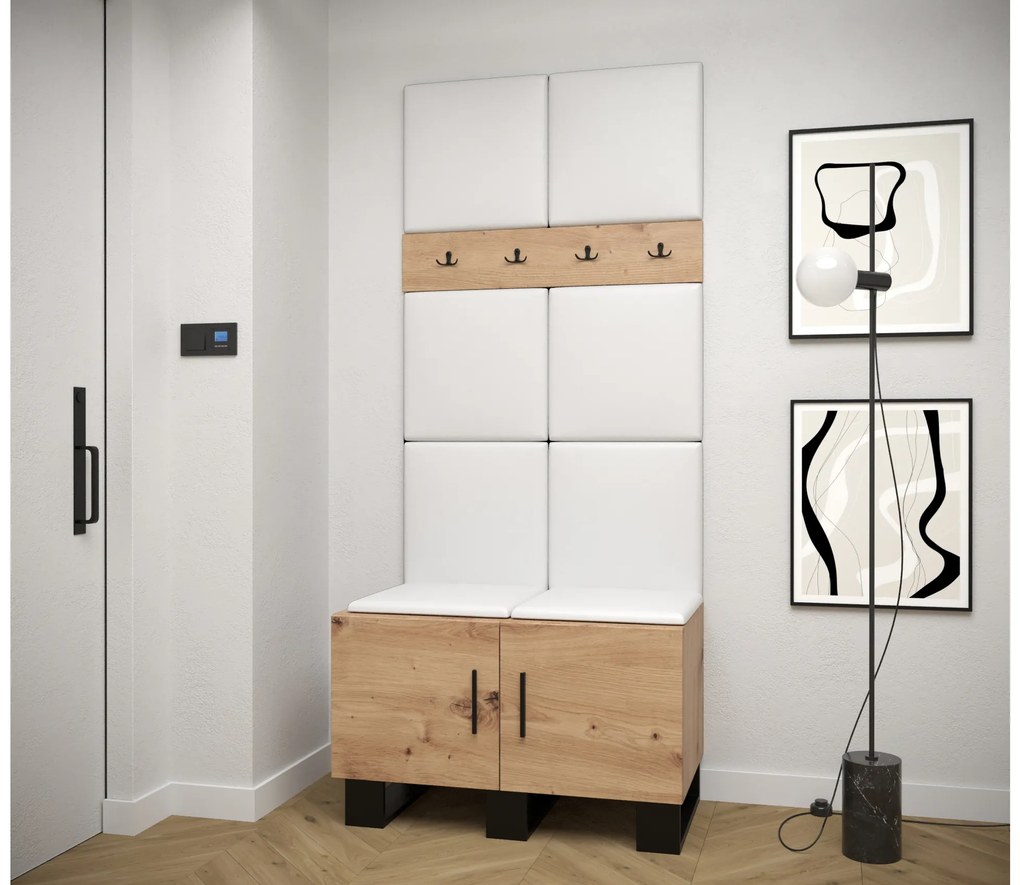 Set mobilier pentru hol Amanda 4 (Stejar artisan + Alb). 1085891