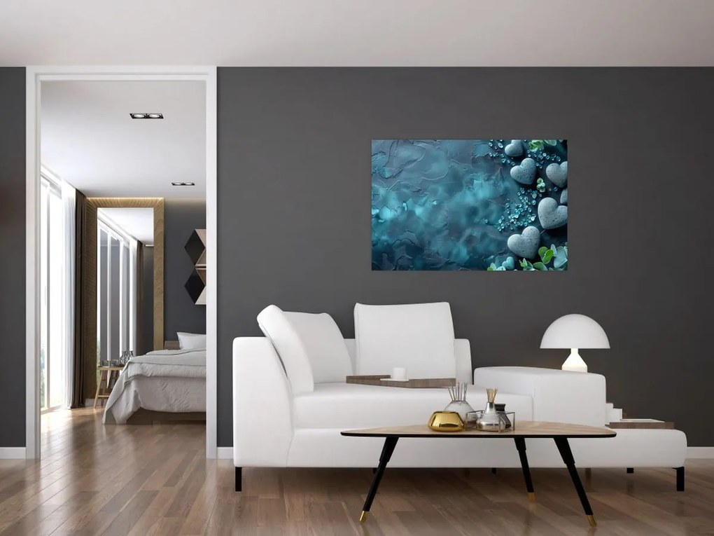 Tablou - Pietre în formă de inimă (90x60 cm)