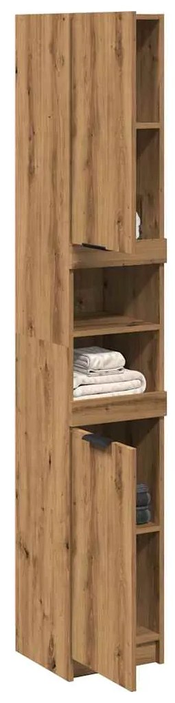 vidaXL Dulap de baie, stejar artizanal, 32x34x188,5 cm, lemn prelucrat