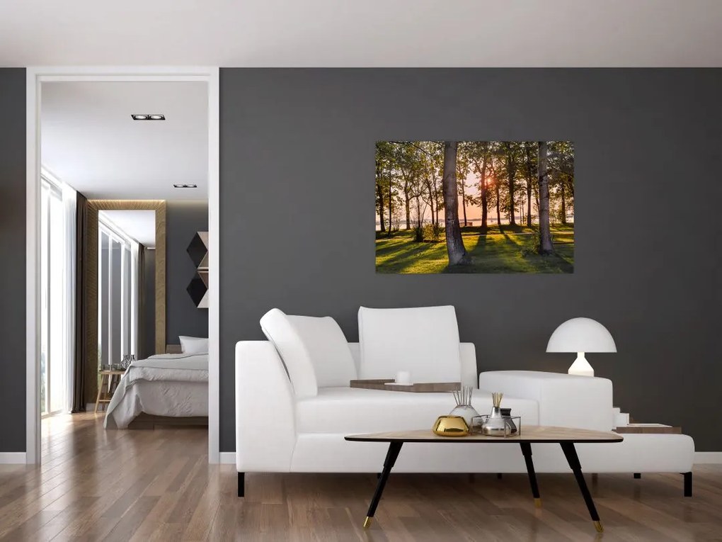 Tablou cu pomi lângă lac (90x60 cm)