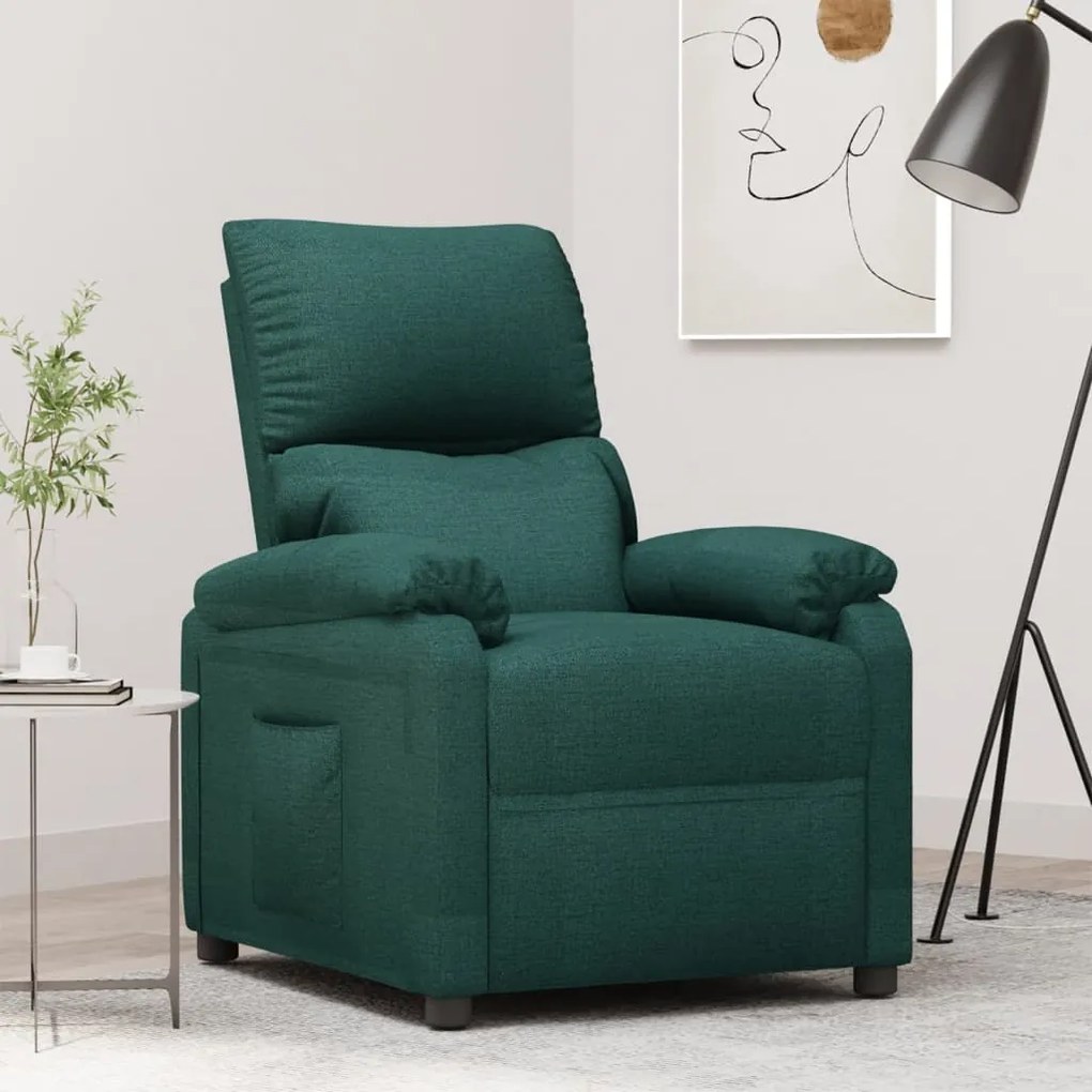 342456 vidaXL Fotoliu rabatabil, verde închis, material textil