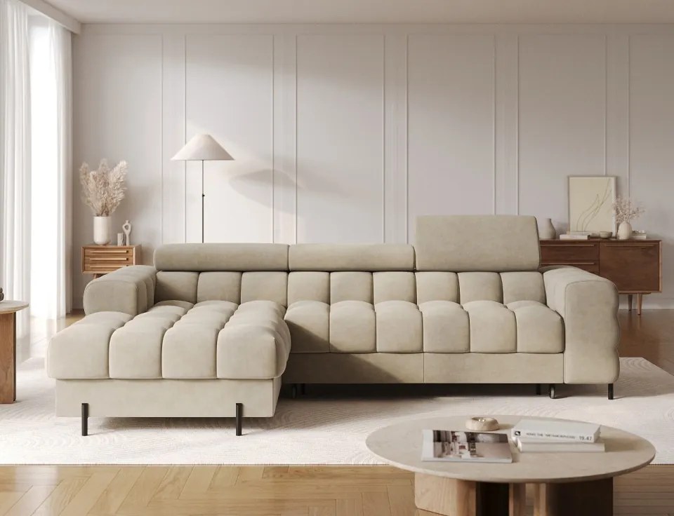 Coltar extensibil cu spatiu pentru depozitare, 285x181x93 cm, Felro L, Eltap (Culoare: Albastru inchis / Aura 40)