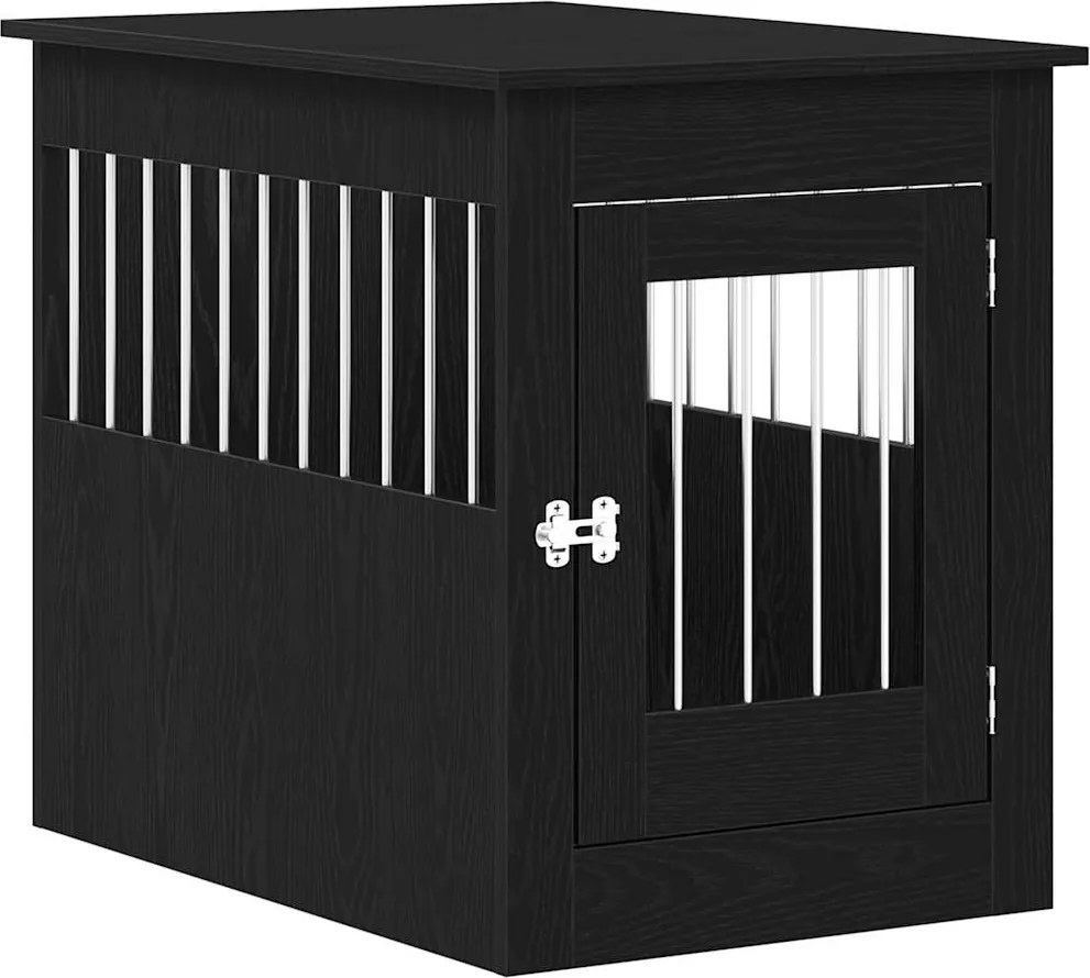vidaXL Cușcă pentru câini, stejar negru, 55x80x68 cm, lemn stratificat