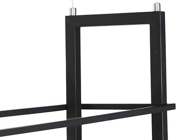 Lampă suspendată industrială neagră cu raft din lemn 4 lumini - Cage Rack