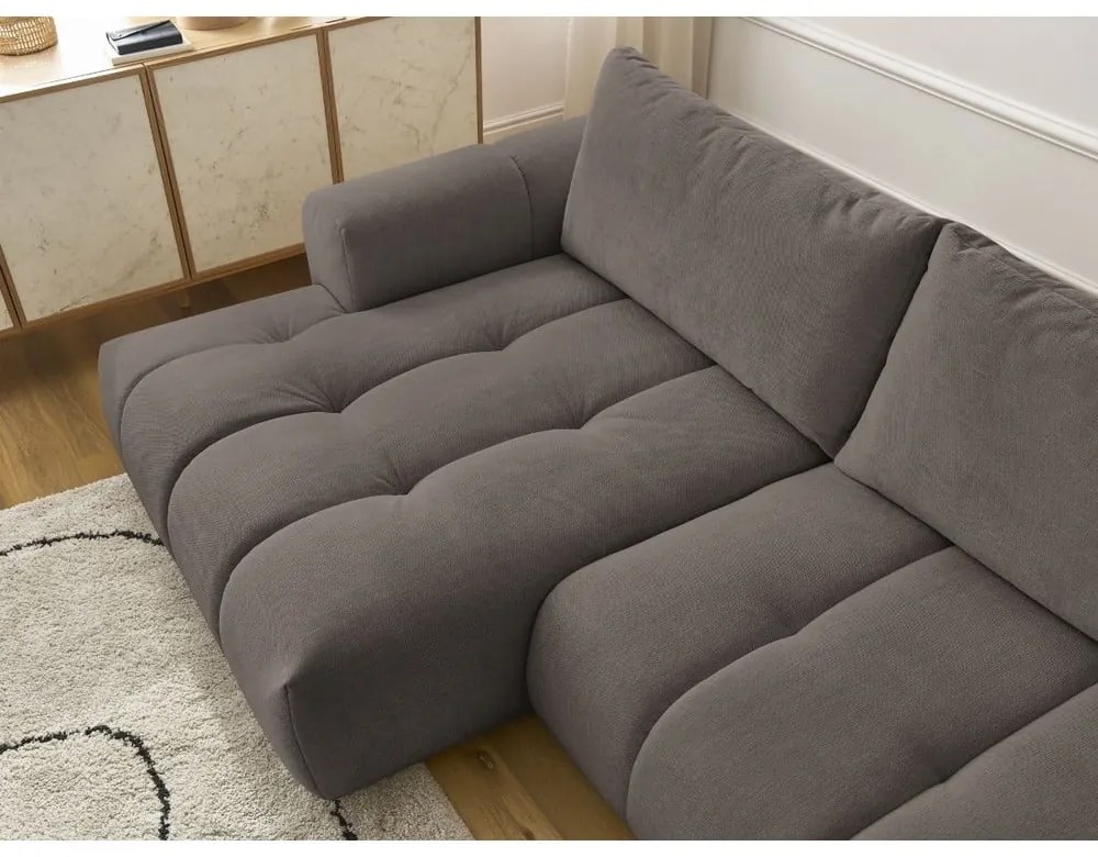 Colțar taupe extensibil/cu spațiu de depozitare (cu colț pe partea stângă/cu șezlong) Fuji – Bobochic Paris