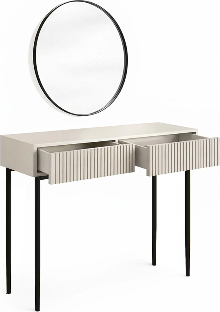 Masa de toaletă cu oglindă neagră Nicole 60 cm - cașmir / picioare negre