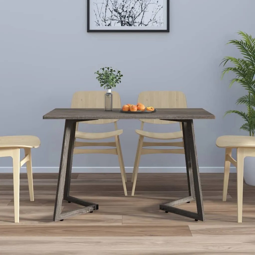286092 vidaXL Masă de bucătărie, gri, 120x60x74 cm, MDF și fier