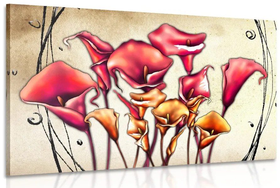 Tablou flori roșii calla lily