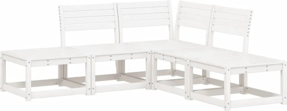 vidaXL Set canapea de grădină, 5 piese, alb, lemn masiv de pin