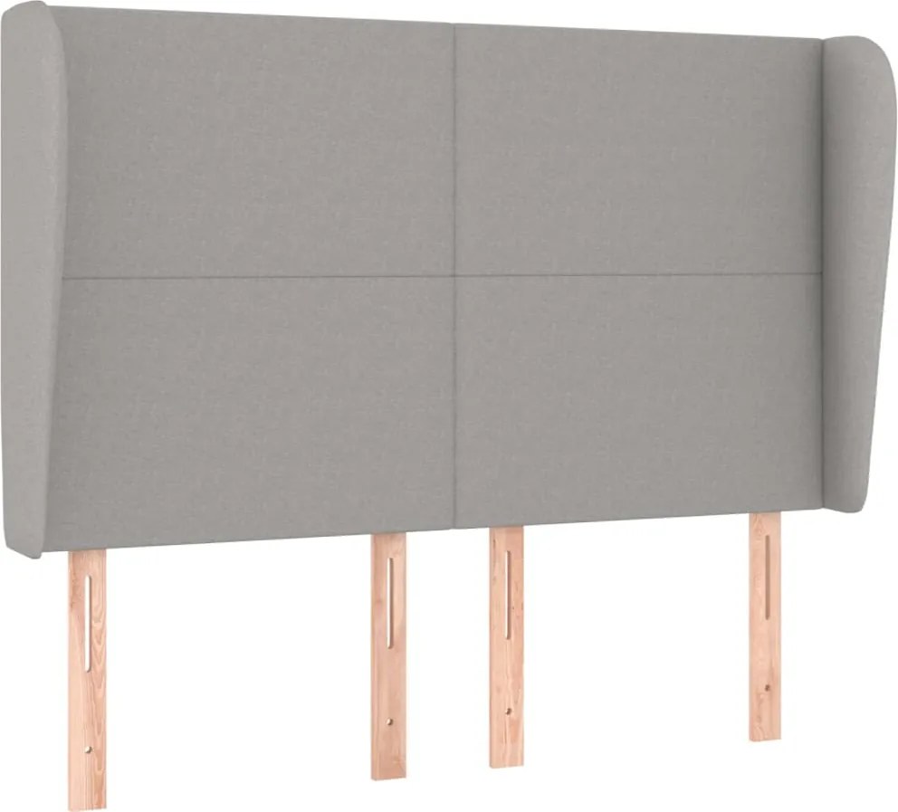 vidaXL Tăblie de pat cu aripioare gri deschis 147x23x118/128 cm textil