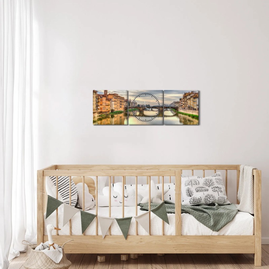 Tablou - Pod peste râu (cu ceas) (90x30 cm)