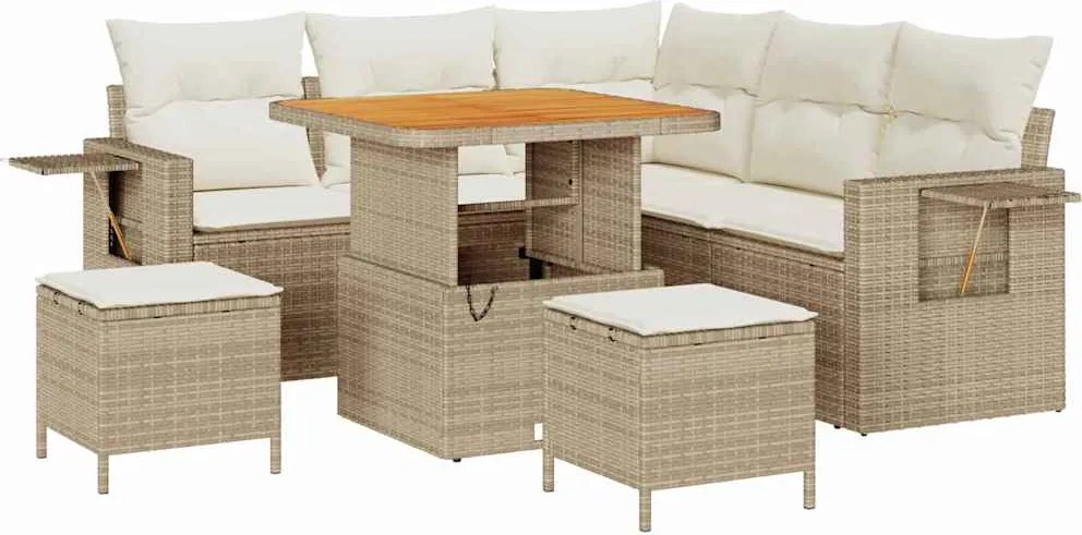 vidaXL Set de canapele pentru grădină 9 pcs Bej și crem poliratan