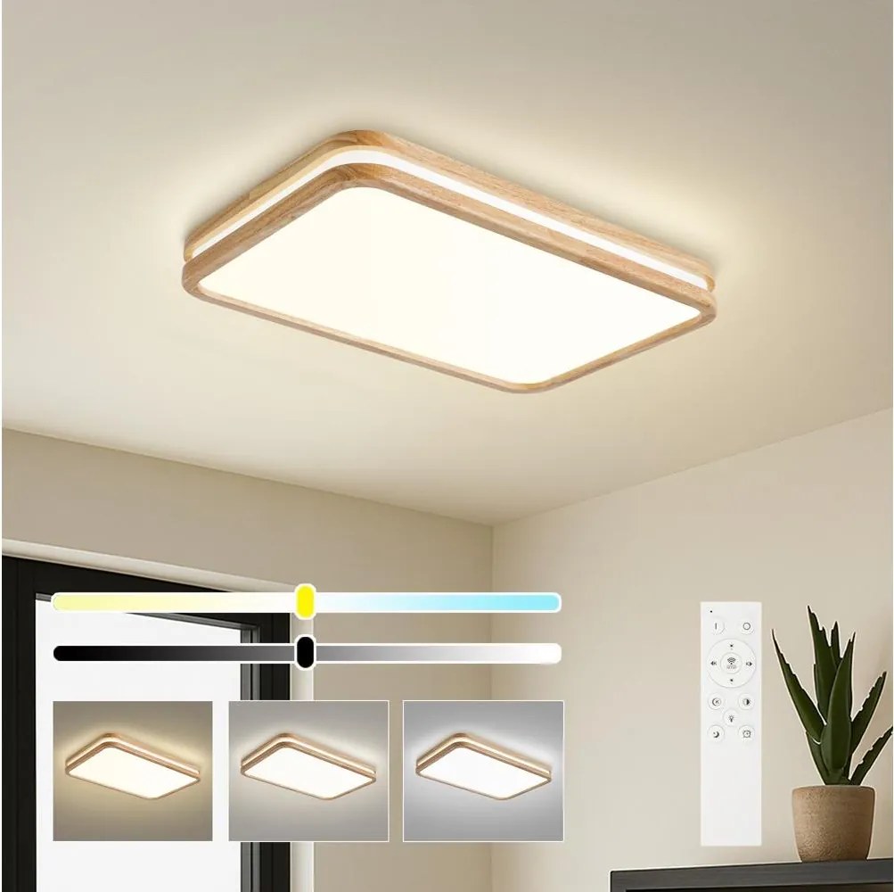 Brilagi - Corp de iluminat LED reglabil MOLINA SQUARE LED/54W/230V stejar 60x40 cm + telecomandă