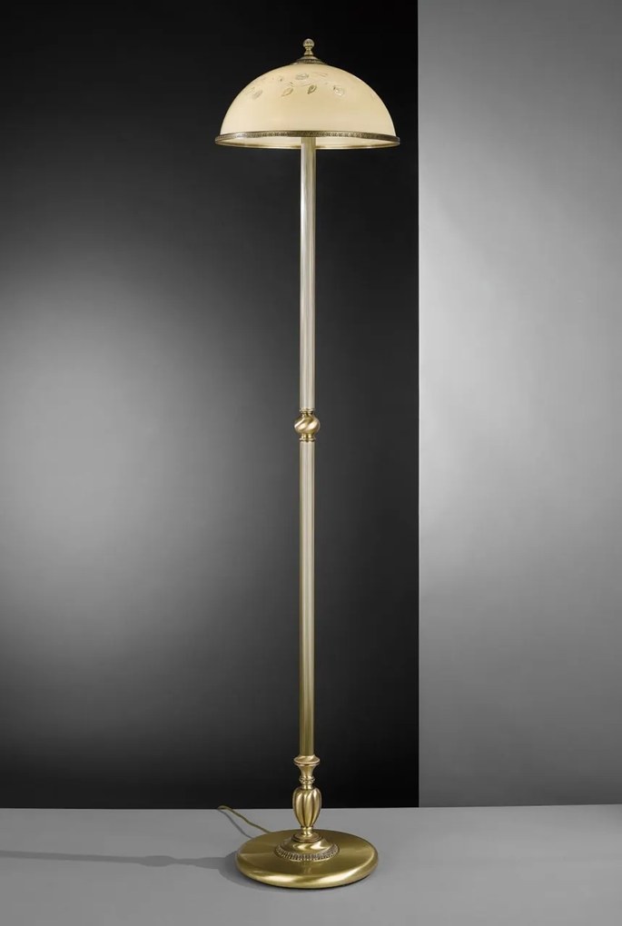 Lampadar / Lampa de podea din alama cu sticla decorata design italian 6208