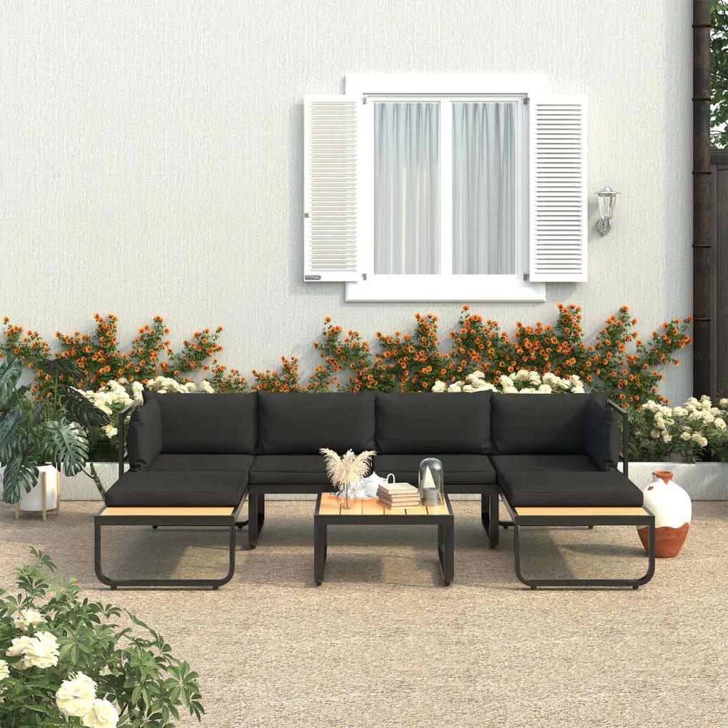 48654 vidaXL Set canapea de grădină colțar cu perne, 4 piese, aluminiu, WPC
