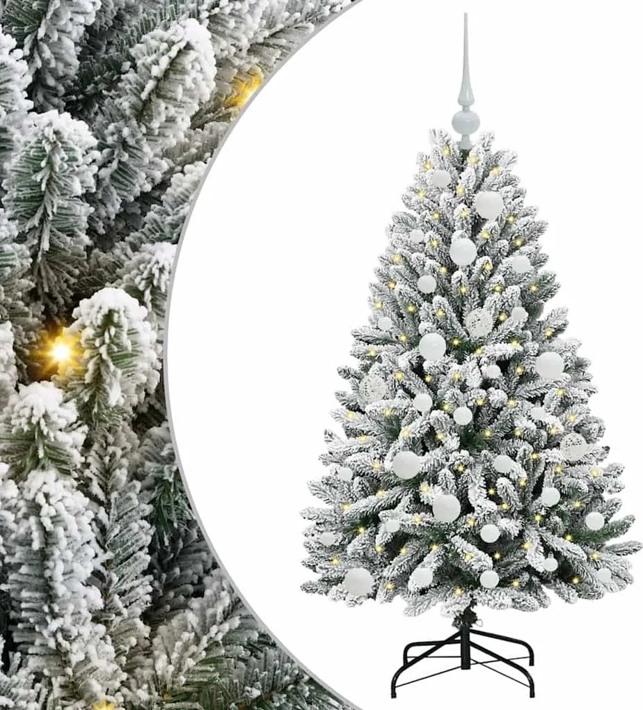 vidaXL Brad de Crăciun artificial Verde și alb 120 cm PVC și Metal