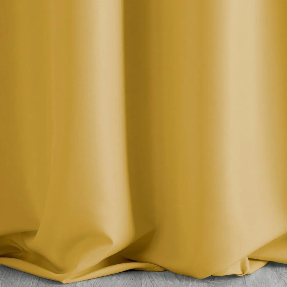 Draperie decorativă galbenă monocromă cu inele incorporate 140 x 250 cm