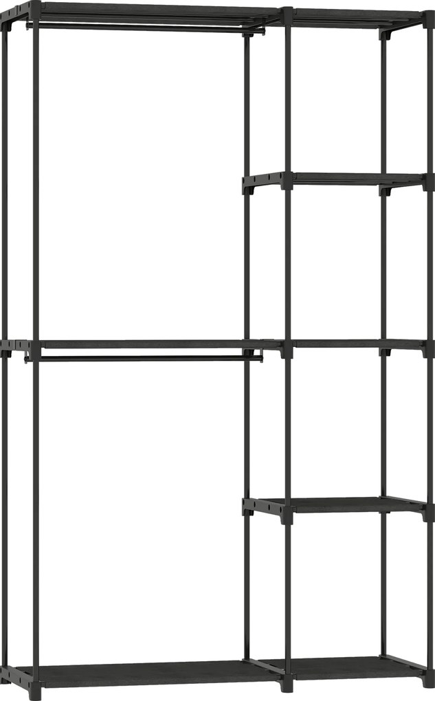HOMCOM Dulap portabil pentru haine din țesătură neagră cu 2 bare și 6 rafturi | Aosom Romania