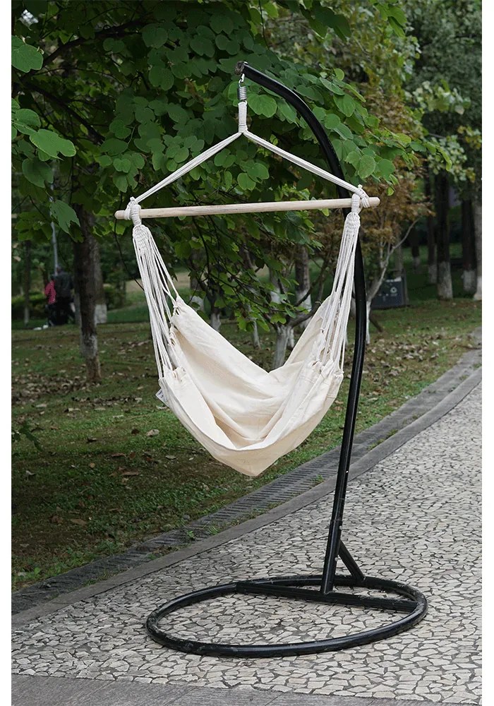 Fotoliu balansoar suspendat 100x130 cm Lean (alb + bej). 1034274