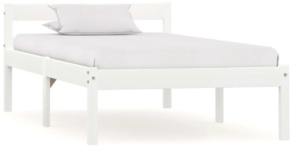 3060415 vidaXL Cadru de pat cu 2 sertare, alb, 100x200 cm, lemn masiv pin