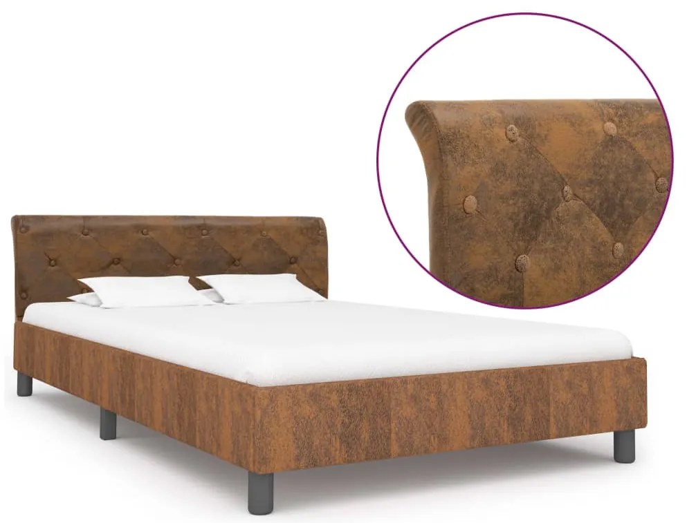 vidaXL Cadru de pat, maro, 120 x 200 cm, piele întoarsă ecologică