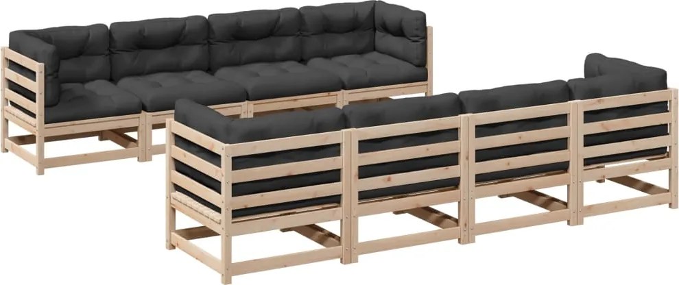vidaXL Set canapea de grădină cu perne, 9 piese, lemn masiv de pin