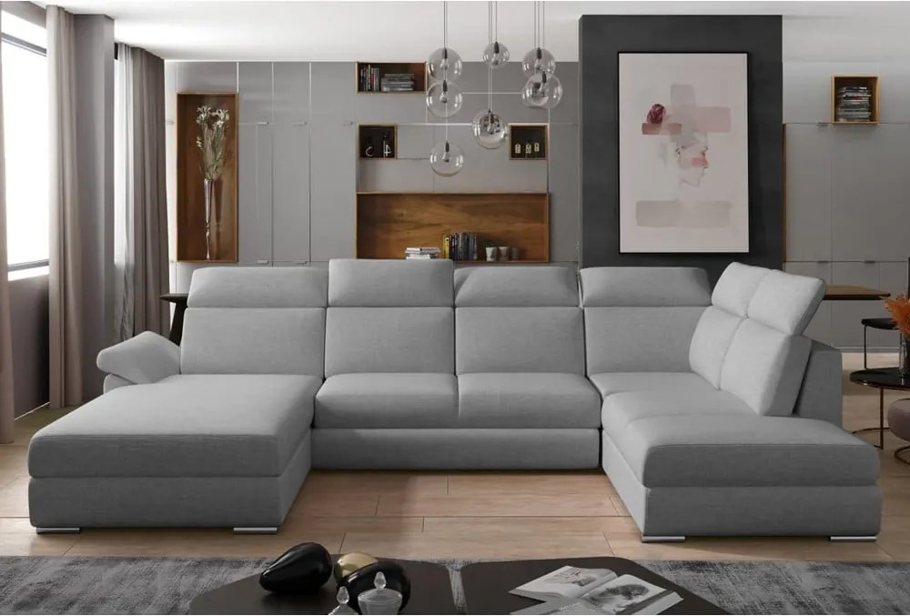 Colțar gri deschis extensibil (cu colț pe partea dreaptă/în formă de "U") Evanell – ELTAP