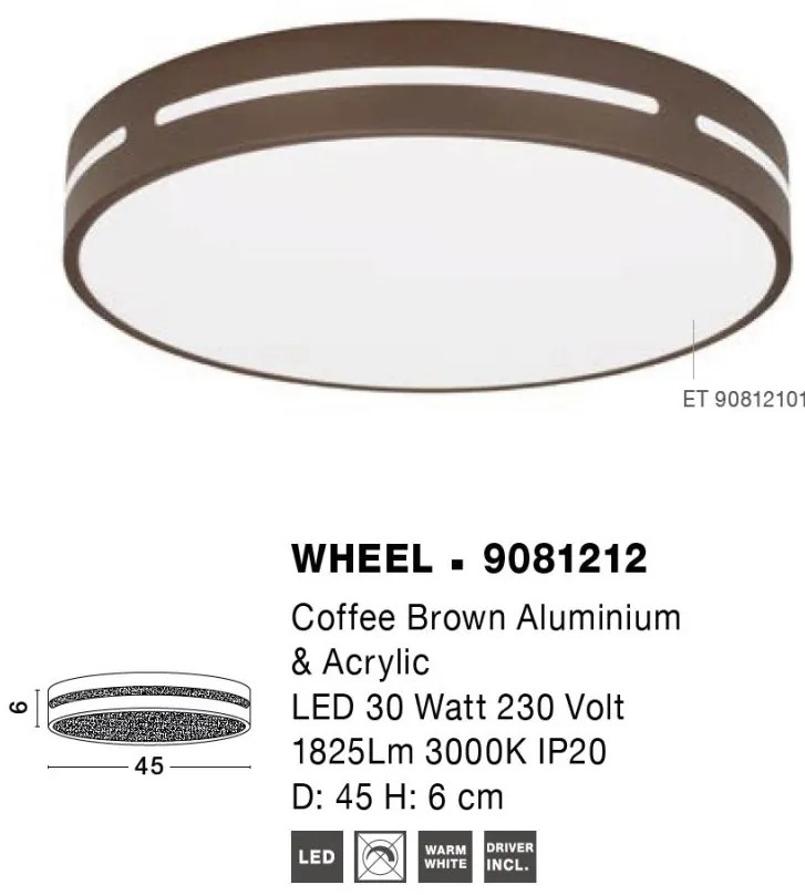 Plafoniera LED design circular WHEEL maro 45cm