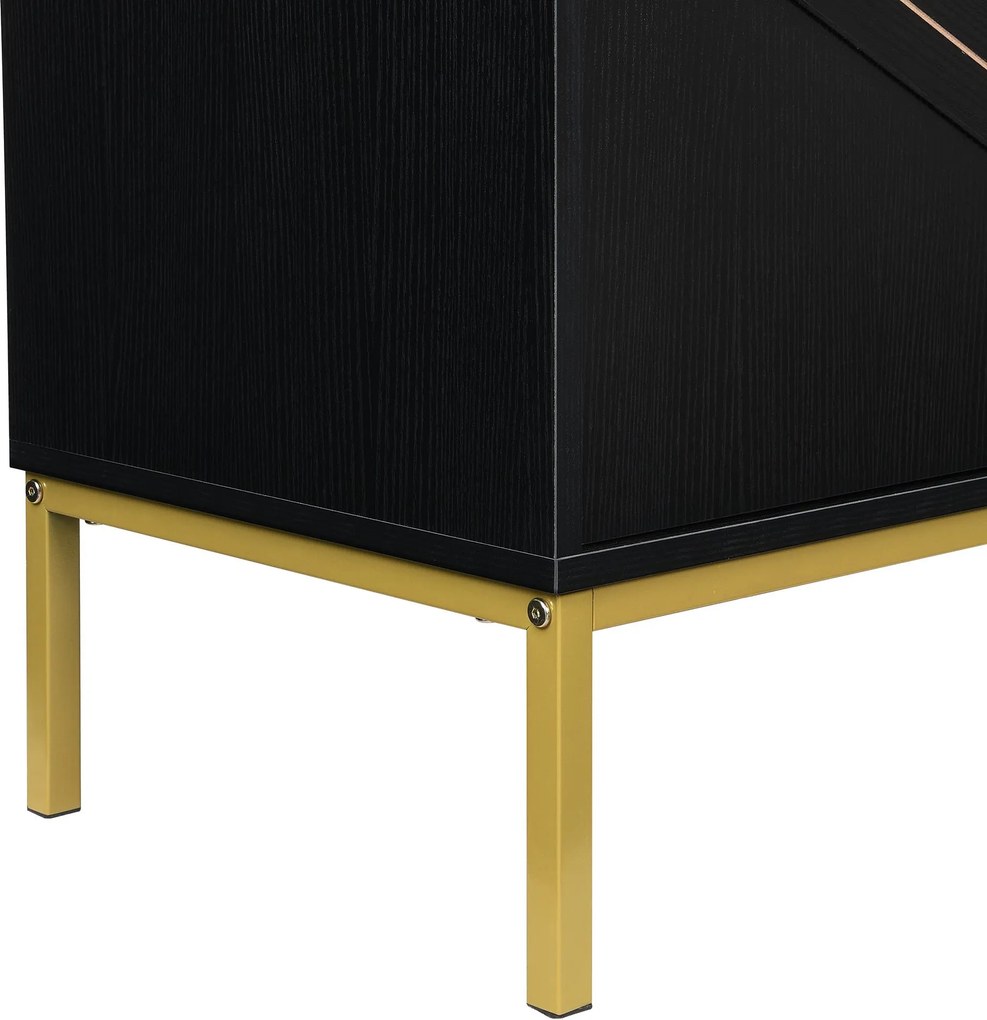 Comodă cu 4 uși, rafturi reglabile pe înălțime, pentru living, sufragerie &amp; hol, 160x40x80,5 cm, Negru