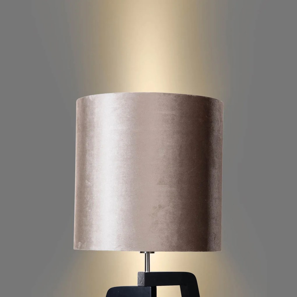 Lampă de podea neagră cu abajur din catifea taupe 50cm - Puros