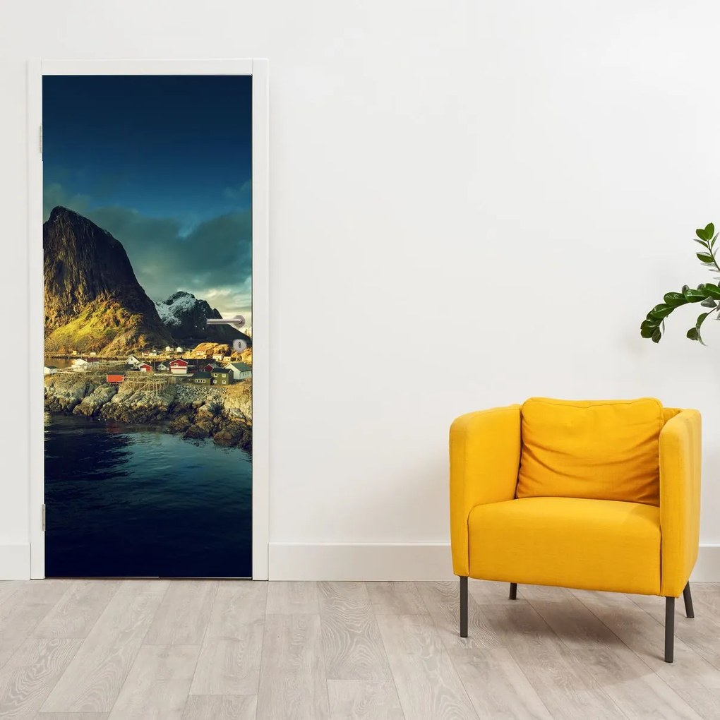 Fototapet pentru ușă - Sat pescăresc în Norvegia (95x205cm)