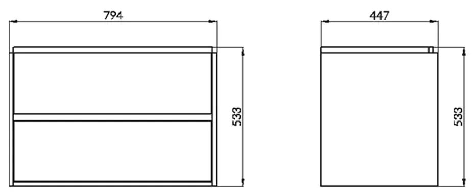 Dulap pentru lavoar, 53x79x45 cm, 2 sertare, gri Gri