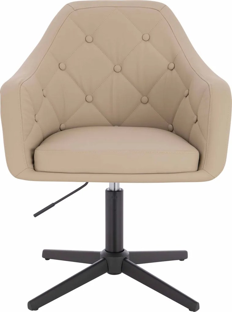 HR831CROSS Scaun Crem Piele Ecologica Premium Soft cu Bază Neagră