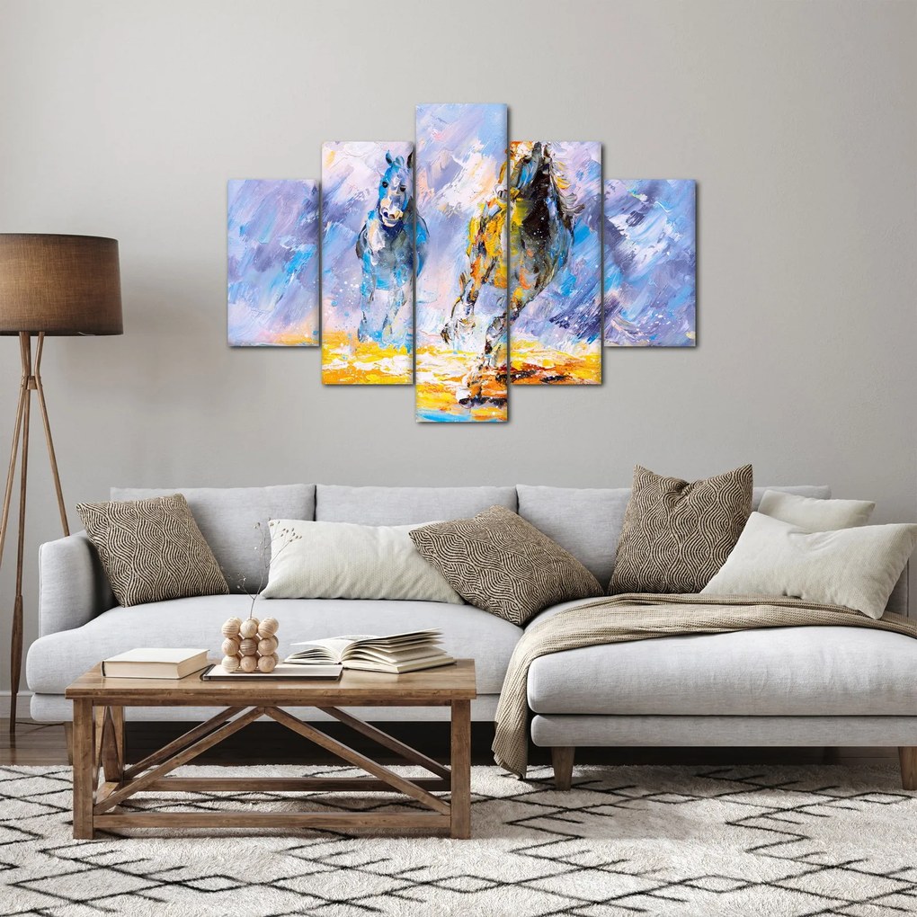 Tablou - Caii alergând, pictură în ulei (150x105 cm)