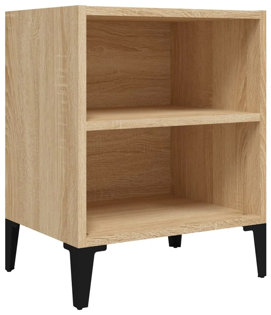 805803 vidaXL Noptieră cu picioare metalice, stejar sonoma, 40x30x50 cm
