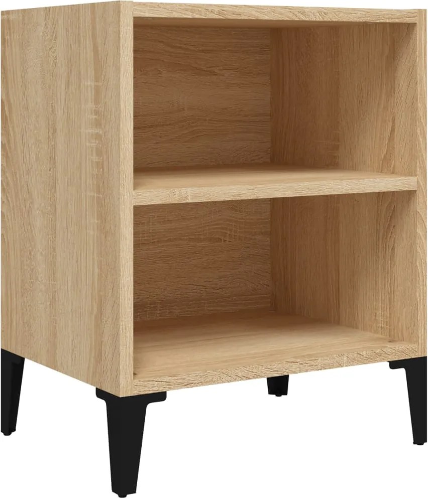 vidaXL Noptieră cu picioare metalice, stejar sonoma, 40x30x50 cm