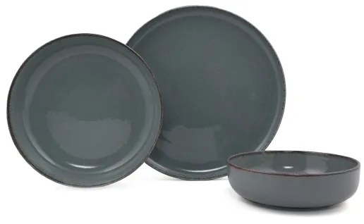 Set de veselă, 12 piese, gri/porțelan