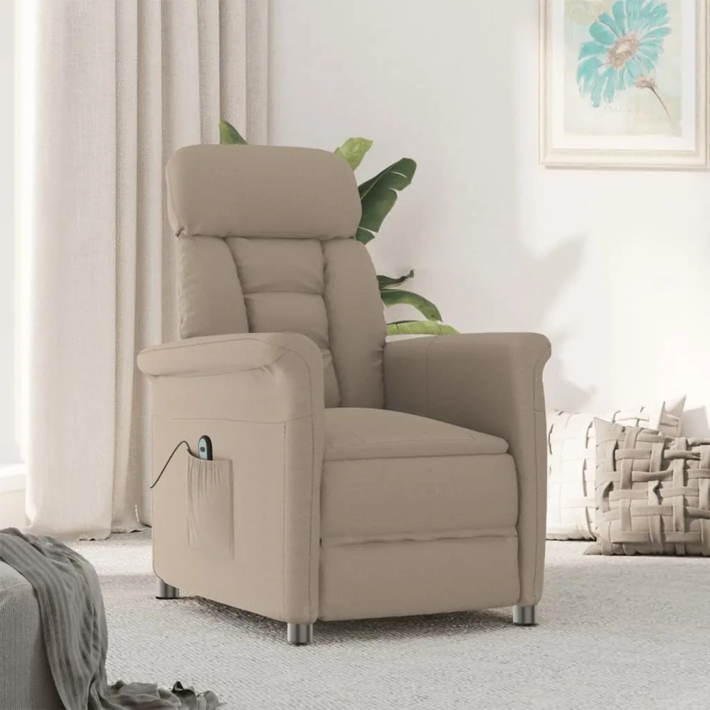 3073585 vidaXL Fotoliu rabatabil electric, gri taupe, piele întoarsă ecologică