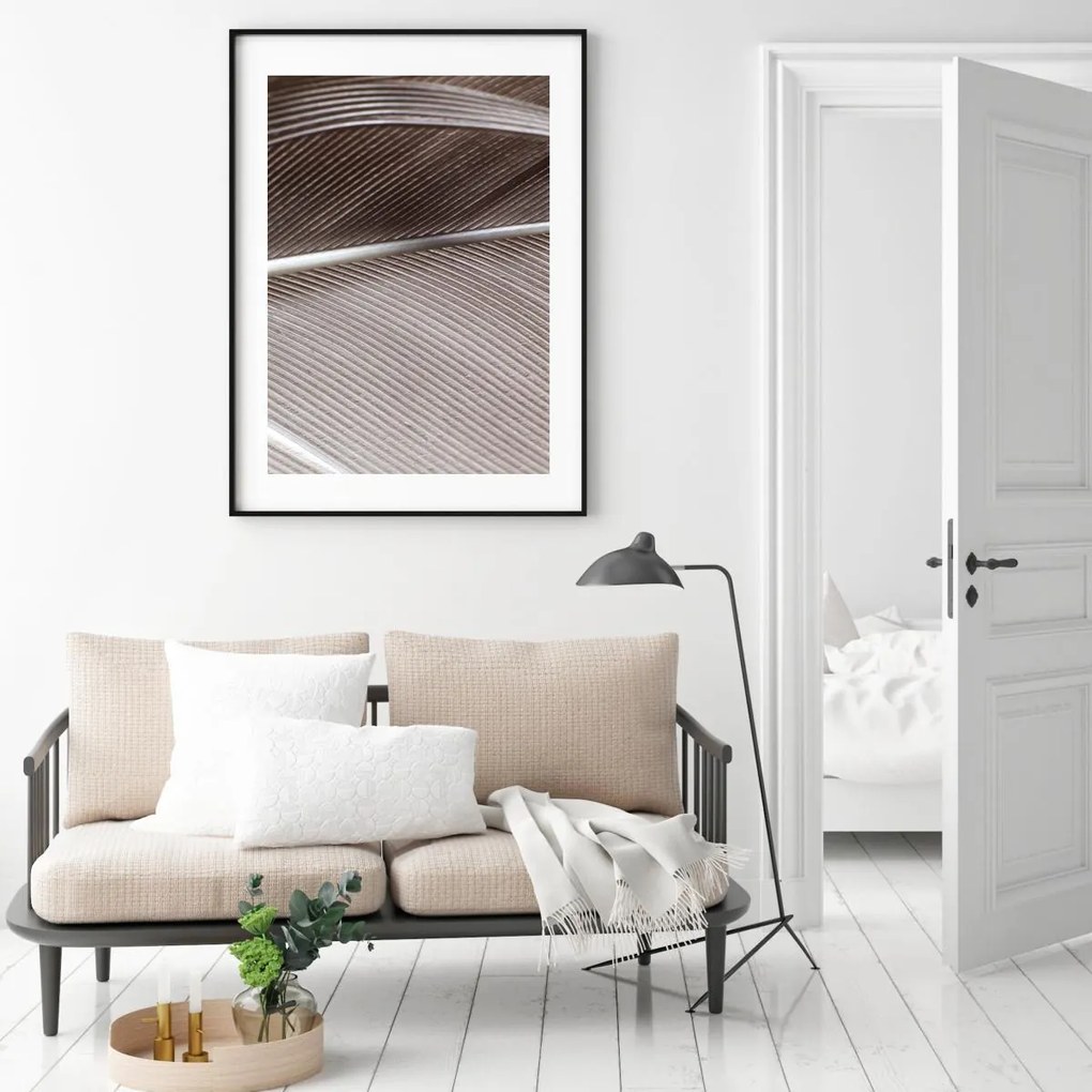 Poster - detaliu de pană de pasăre (A4)