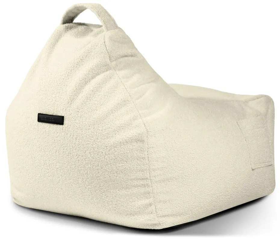 Fotoliu puf pentru copii gri deschis cu tapițerie din țesătură bouclé Game Amuse – SLOWDOWN