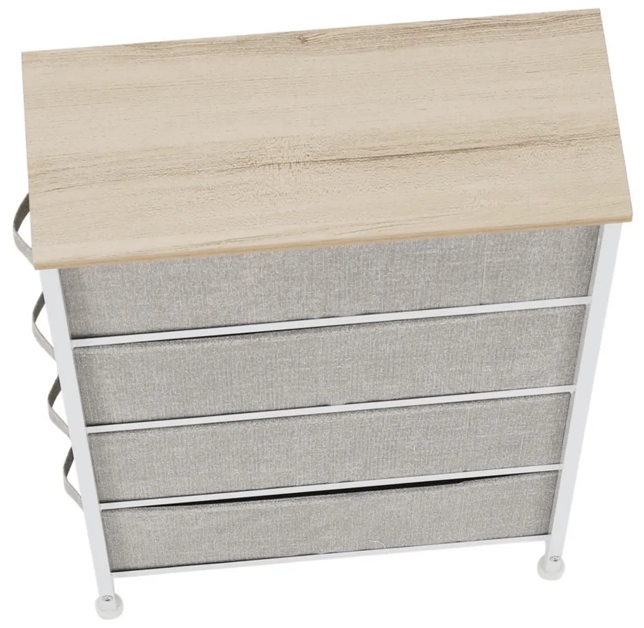 Comodă cu sertare din material textil OFELIA, albă