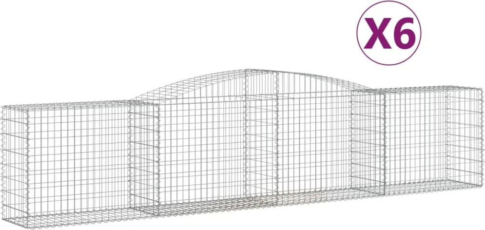 vidaXL Coșuri gabion arcuite 6 buc, 400x50x80/100 cm, fier galvanizat
