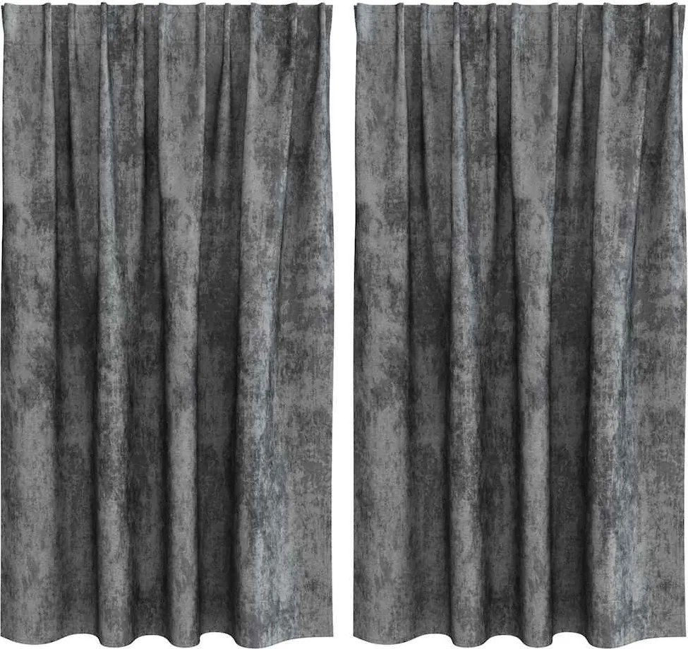 vidaXL Cortine din catifea cu perdele 2 pcs Gri 140 x 140 cm Catifea